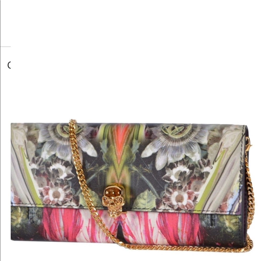 Alexander McQueen wallet with gold chain strap